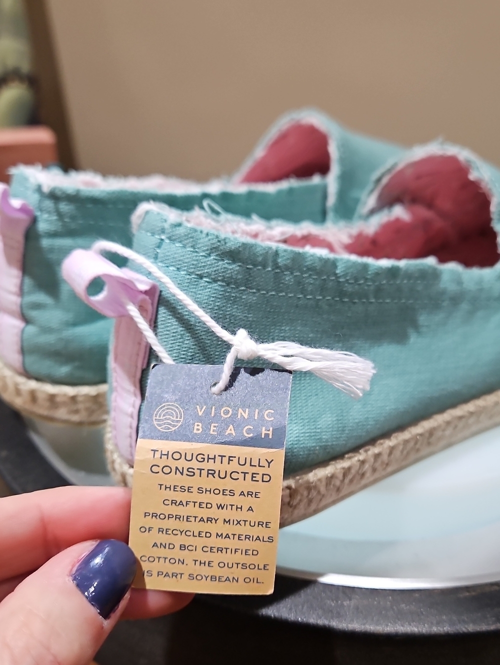 Vionic Teal Canvas Espadrille Slip-On - Picture 11 of 14